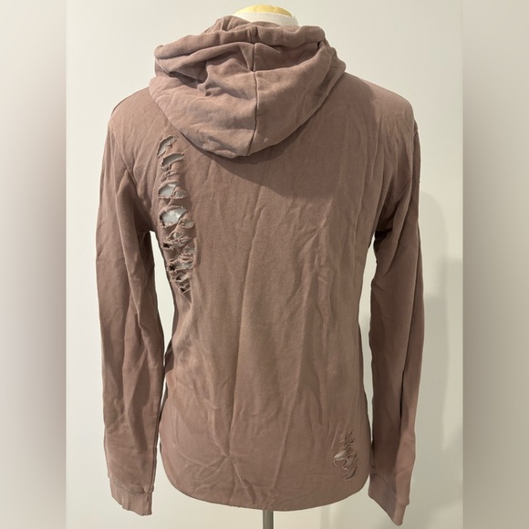 Zara Salmon Distressed Ripped Zip Up Hoodie - Picture 4 of 5